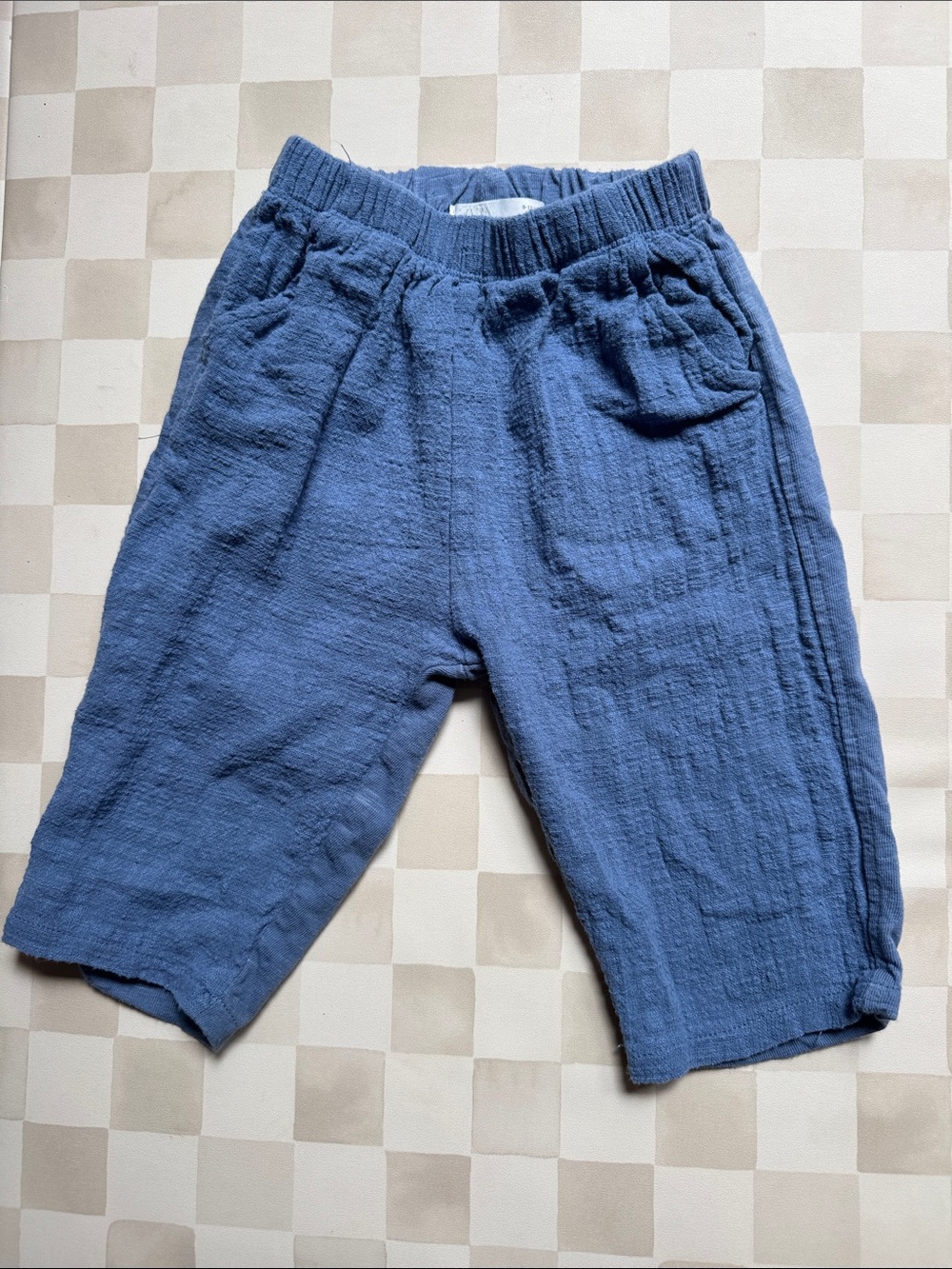 Zara Blue Kids Cotton-Linen Jogger Pants